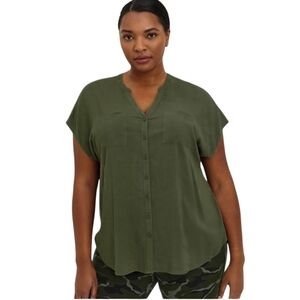 Torrid Rayon Slub Button-front Dolman Top Plus Size 0